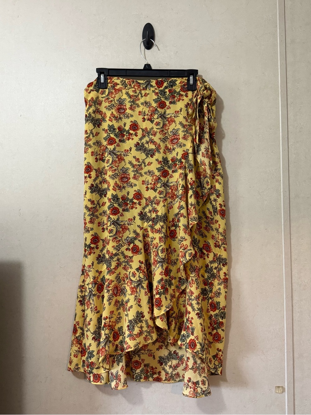 Max Studio Floral Wrap Skirt – Size XL – Yellow Boho Midi